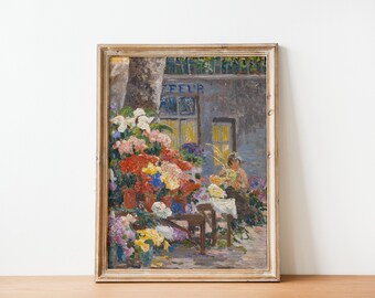 French Flower Shop | French Victorian Cottage Art | French Antique | Vintage Painting | Printable Art | DIGITAL PRINT Wall Art