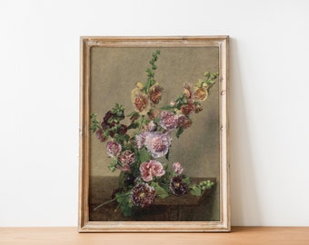 French Country Cottage Rose Blumenstrauß Gemälde | Französischer antiker viktorianischer Blumendruck | DIGITAL PRINT Wandkunst