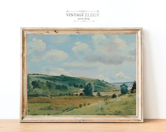 Vintage English Countryside Cottage Farm Landscape | Vintage Painting | Farmhouse Decor | DIGITAL PRINT Wall Art
