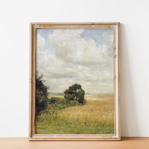 Vintage French Country Cottage Landscape Print | French Antique Painting | Farmhouse Decor | DIGITAL PRINT Wall Art