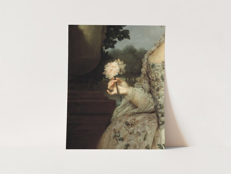 Victorian Woman With Rose Painting: Antique Floral Portrait (digital ...
