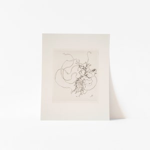 May include: A black and white line drawing of a stylised floral arrangement. The drawing is on a white background.