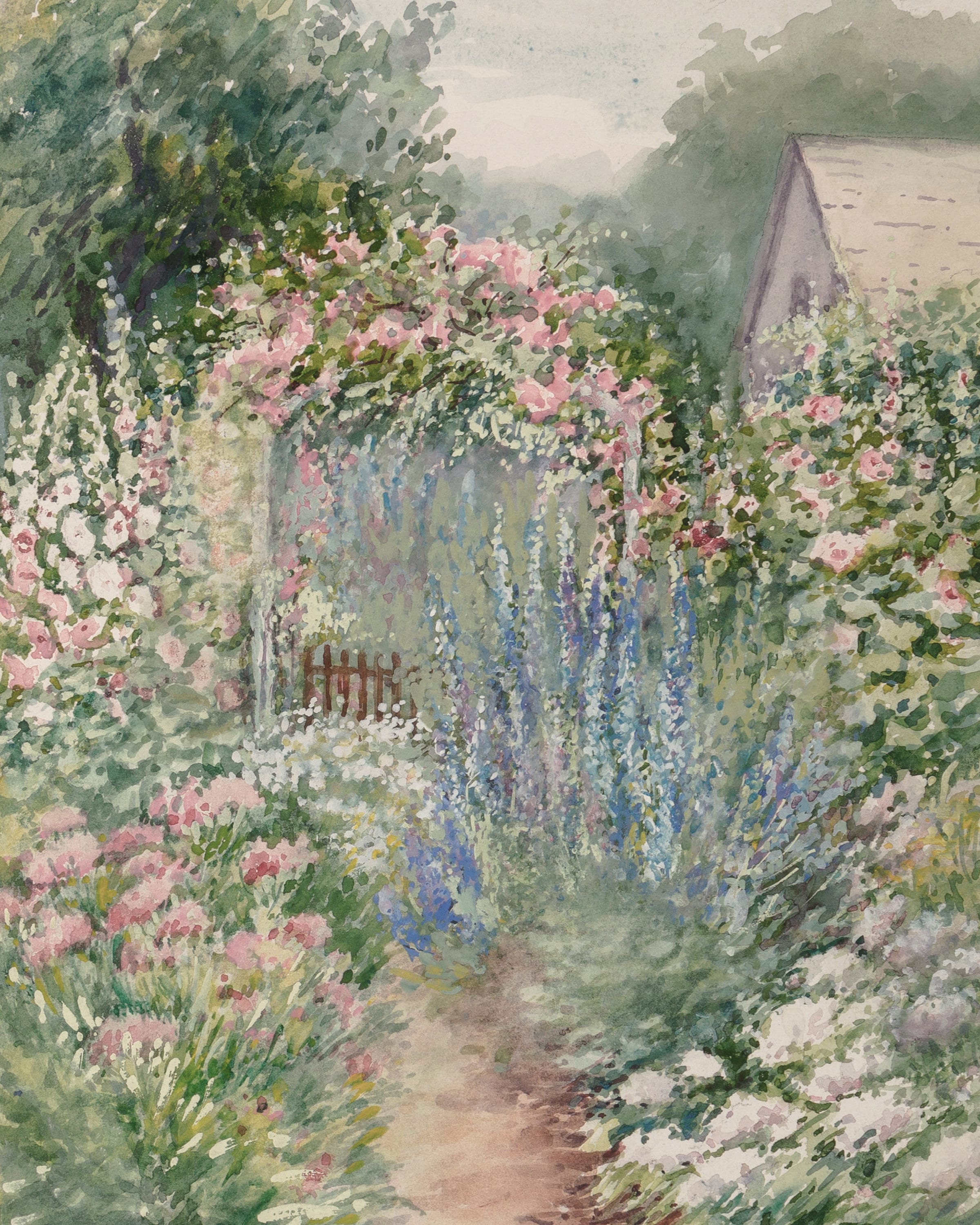 フランスの田舎のコテージの風景、花の庭の絵画 | フランスのアンティークガーデンプリント | 農家の絵画 | デジタルプリントの壁アート - Etsy  日本