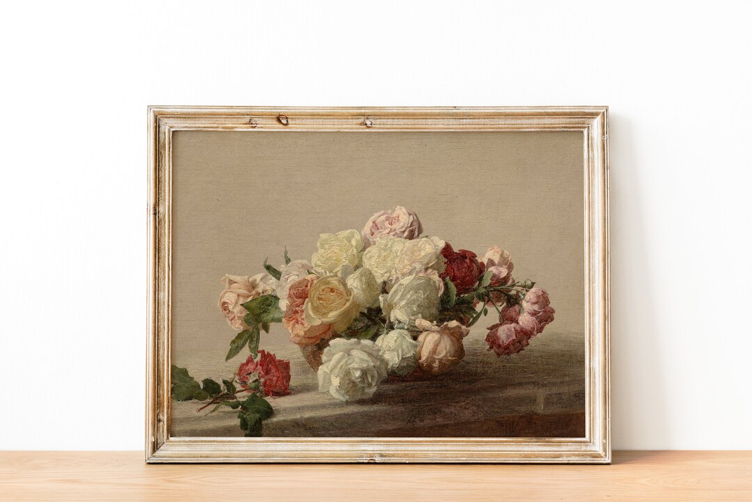 French Country Cottage Rose Flower Bouquet Painting | French Antique ...