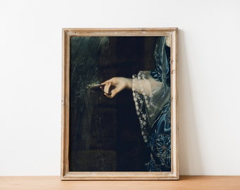 Eklektische Brücke Surreale Kunst, Antike viktorianische Porträtmalerei l Moody Dark Academia Portrait Digitaldruck