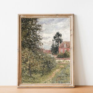 Vintage French Country Cottage Landscape Print | French Antique Painting | Farmhouse Decor | Printable DIGITAL PRINT Wall Art