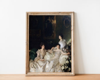 Victorian Women Antique Portrait Painting | Vintage Antique Bridgerton Women Oil Painting | Printable DIGITAL PRINT Wall Art