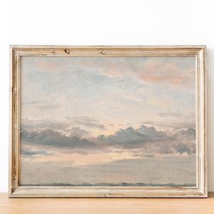 魔法の雲の夕焼けプリント 保育園の壁アート | ヴィンテージ絵画 | 印刷可能なアート | 壁アート