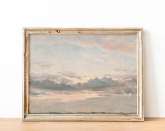 Magical Clouds Sunset Print Nursery Wall Art | Vintage Painting | Printable Art | Wall Art