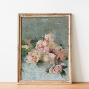 Vintage Flower Painting | French Antique Rose Art Print | DIGITAL PRINT Wall Art