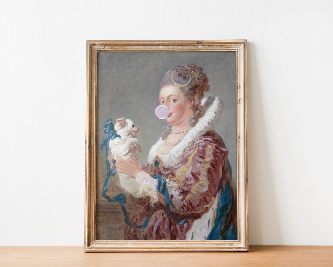 Bubble Gum Victorian Woman and Dog Altered Antique Portrait Art ...