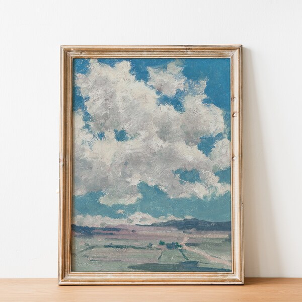 Vertical Cloud Landscape Painting | Vintage Summer Sky Print | Digital Print | Printable Art | DIGITAL PRINT Wall Art
