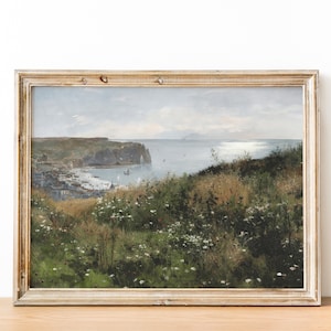 Beach Print Coastal Seascape Painting | Antique Landscape Sea Painting | Vintage Ocean Waves Print | DIGITAL PRINT Wall Art
