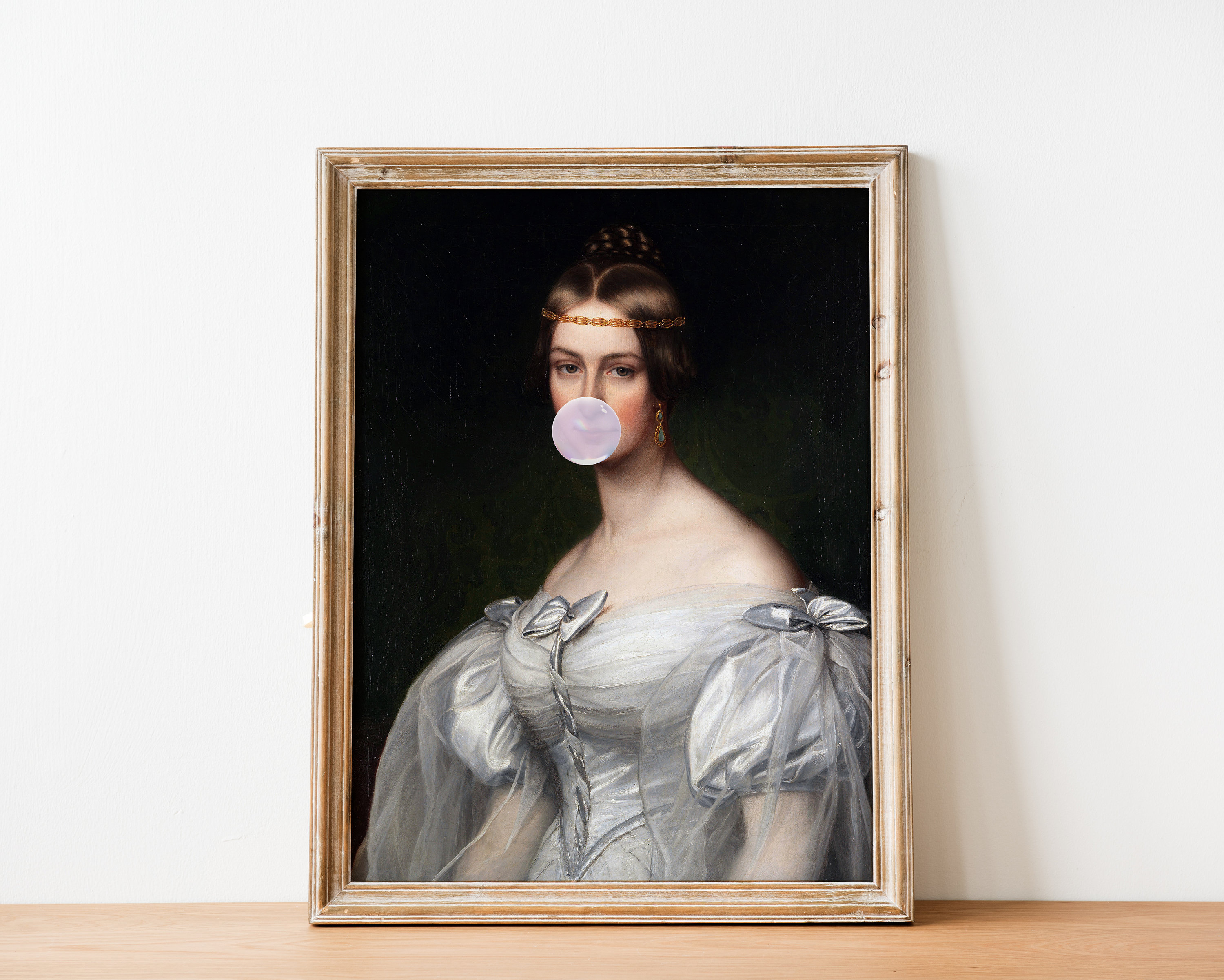 Bubble Gum Victorian Woman Altered Antique Portrait Art