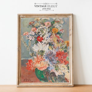 Vintage Colorful Flower Painting Still Life | French Antique | Vintage Painting | Printable Art | DIGITAL PRINT Wall Art