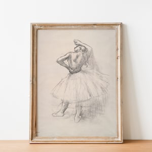 Antique Ballet Art | Vintage Black and White Degas Vintage Ballet Sketch Drawing Portrait Print | Printable DIGITAL PRINT