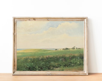 Vintage Francese Country Cottage Primavera Fiori Selvatici Prato Stampa Paesaggio / Pittura Francese Antica / Arredamento Casale / Stampabile