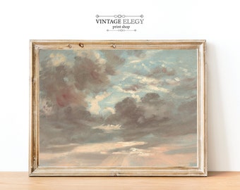 Sunset Cloud Print | Nursery Decor  | Vintage Sky Painting | Printable Art | Digital Print Wall Art
