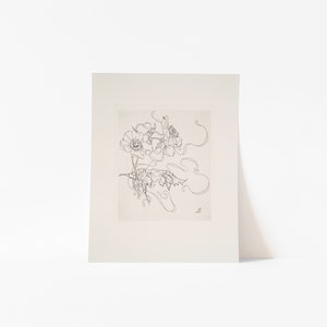 French Antique Black and White Flower Sketch Print Set of 4 | Vintage French Art Botanical Drawings | Digital Print image 4