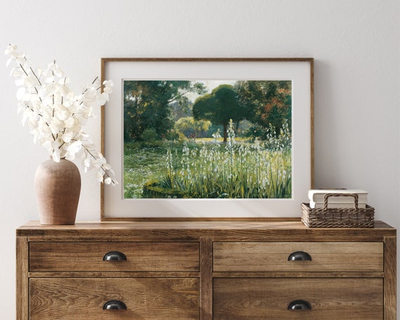 フランスの田舎の野の花のプリント | ビンテージ風景農家の絵画