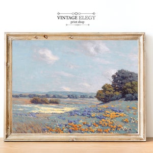 French Country Cottage Landscape | French Antique Oil Painting | Farmhouse Decor | DIGITAL PRINT Wall Art