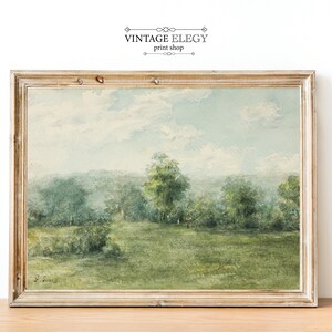 Antique Country Landscape Oil Painting | Farmhouse Decor | DIGITAL PRINT Wall Art
