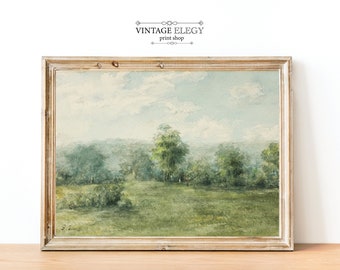 Antike Landschaft Ölgemälde | Bauernhaus Dekor | DIGITAL PRINT Wandkunst