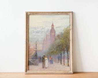 French Paris Antique Cityscape Painting | Vintage French Inspired Wall Art | DIGITAL PRINT Wall Art