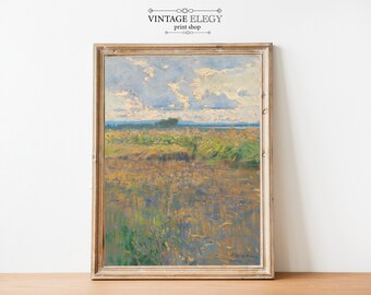 French Country Cottage Spring Landscape Art | Antique Meadow Wildflower Garden Painting | Farmhouse Decor | DIGITAL PRINT Wall Art