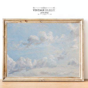 Happy Little Clouds | Vintage Cloud Print | Vintage | Oil Painting | Printable Art | Wall Art