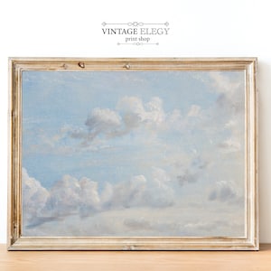 Happy Little Clouds | Vintage Cloud Print | Vintage | Oil Painting | Printable Art | Wall Art