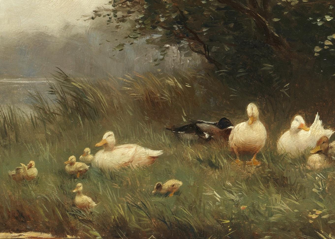 幸せな小さなアヒルの絵画、印刷可能なマザーグースガーデン保育園の壁