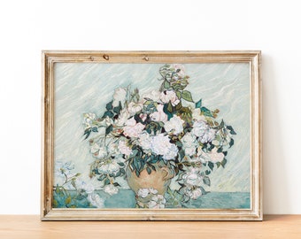 Vintage French Antique Flower Bouquet Painting | Van Gogh French Flower Art Print | DIGITAL PRINT Wall Art