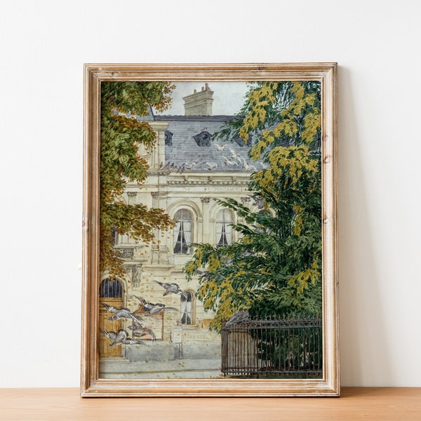 French Paris Antique Cityscape Painting | Vintage French Inspired Wall Art | DIGITAL PRINT Wall Art