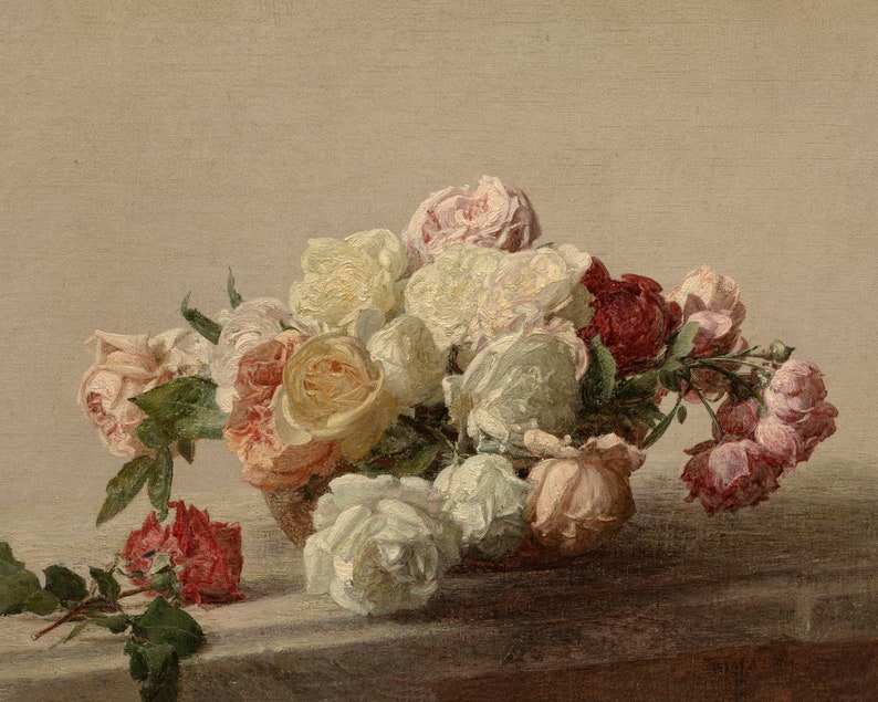 French Country Cottage Rose Flower Bouquet Painting | French Antique ...