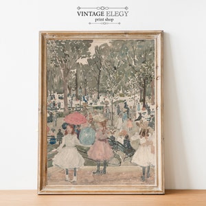 French Antique Paris Victorian Watercolor Cityscape Art Print | Girls Room Nursery Art Painting | DIGITAL PRINT Wall Art