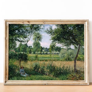 Vintage French Country Cottage Landscape Painting | French Antique Garden Oil Painting | Farmhouse Decor | DIGITAL PRINT Wall Art