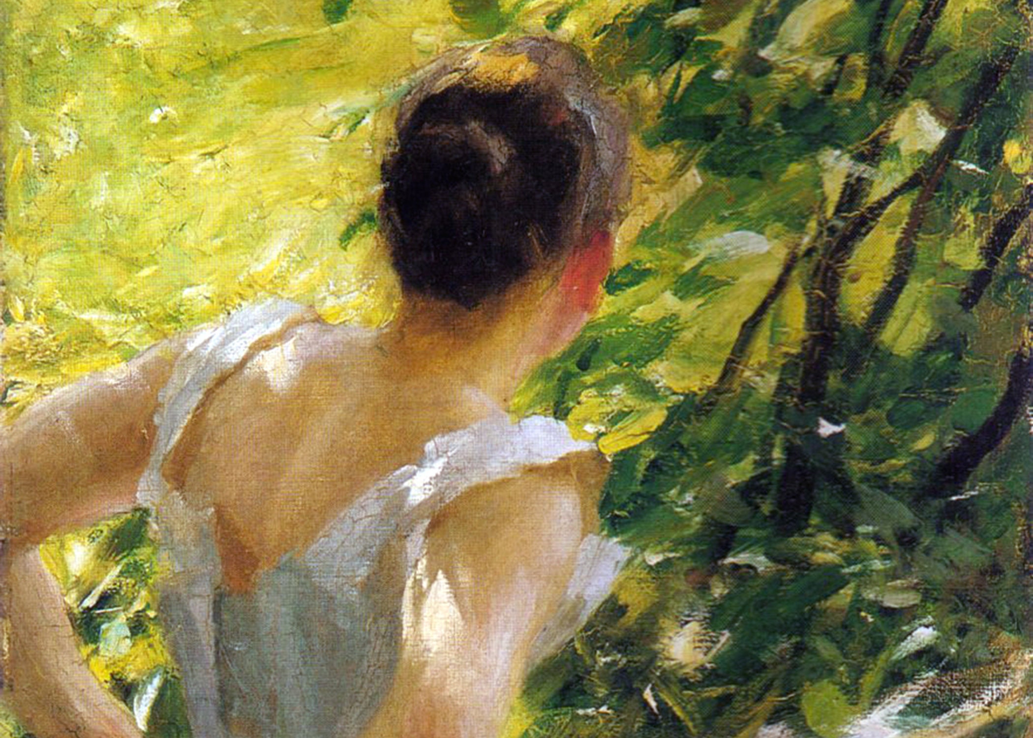 French Girl Portrait French Antique Art Woman in Garden Etsy