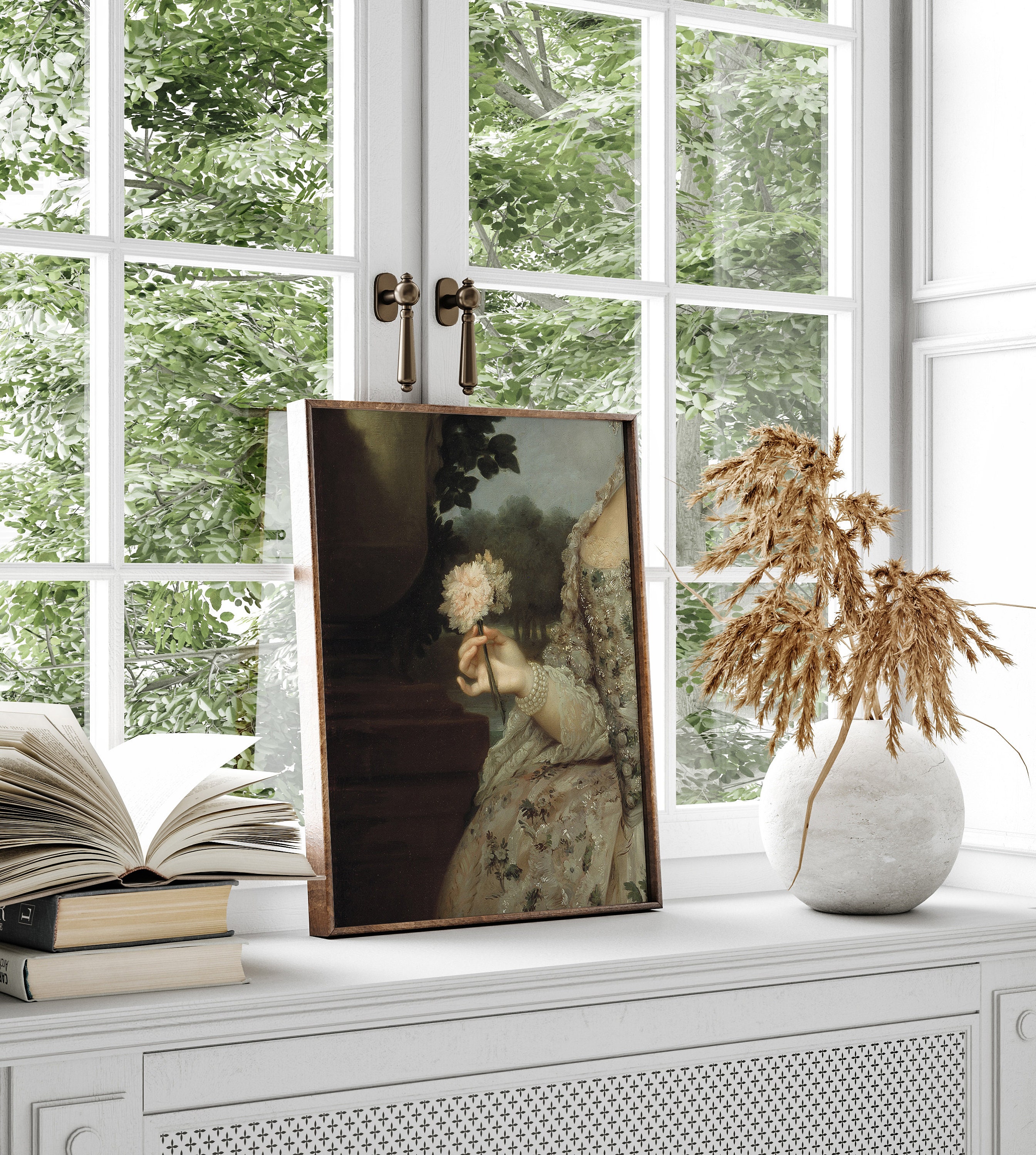 Victorian Woman With Rose Painting: Antique Floral Portrait (digital ...