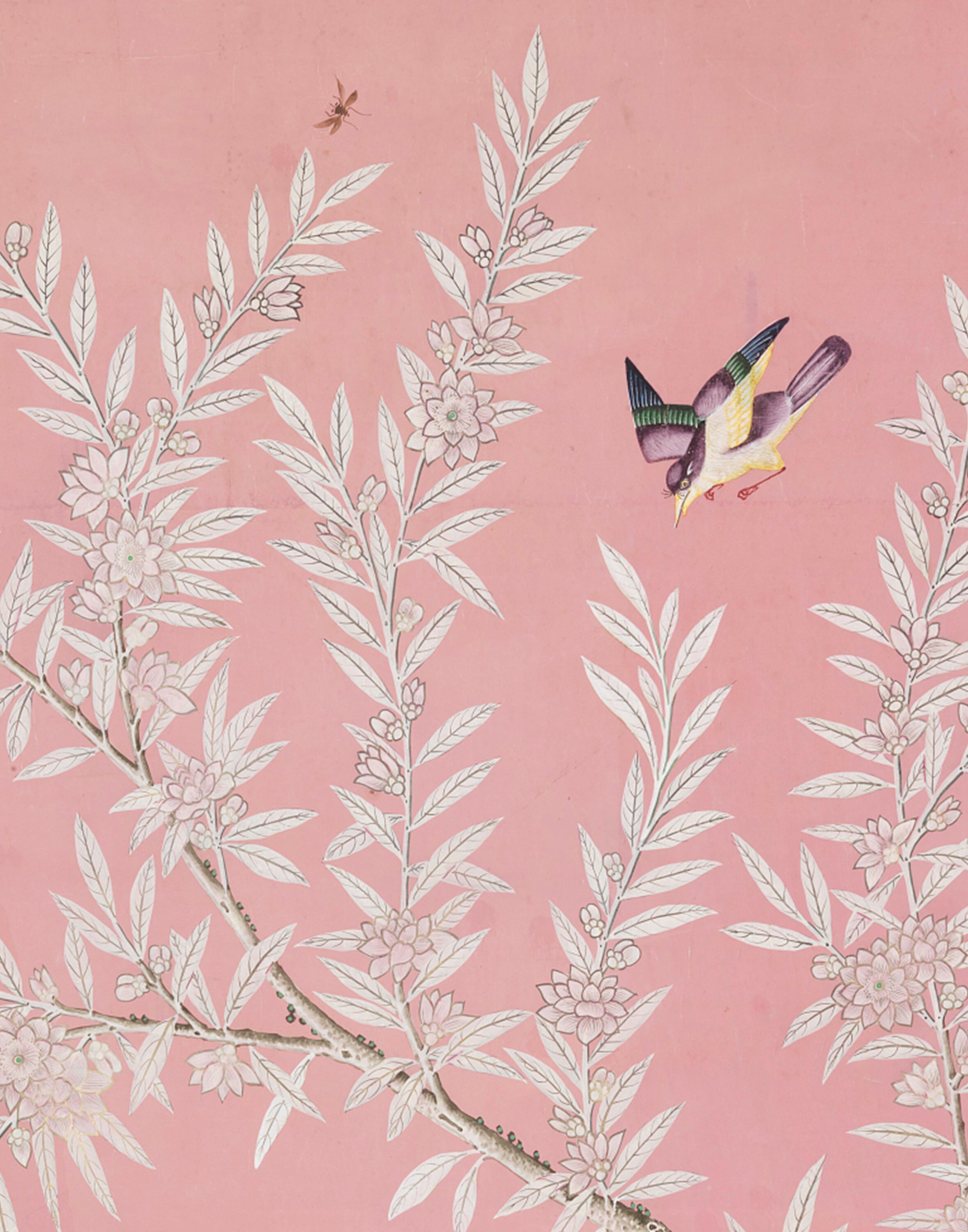 Pink Chinoiserie Art Print / Vintage Flower Botanical Painting Etsy