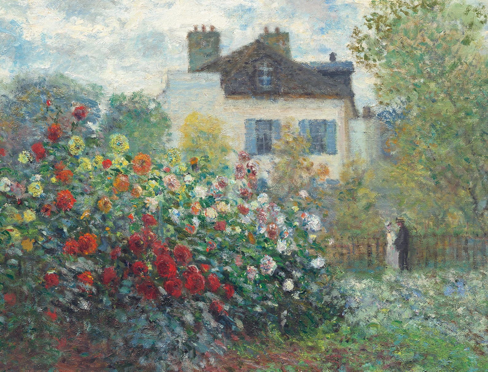 Vintage French Country Cottage Rose Garden Landscape Painting | English ...