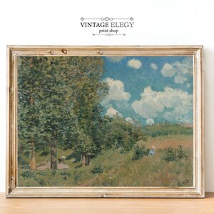 Vintage French Country Cottage Landscape | French Antique Oil Painting | Farmhouse Decor | DIGITAL PRINT Wall Art