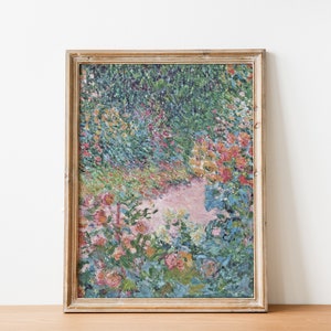 French Country Cottage Spring Landscape Flower Garden Painting | French Antique Monet Garden Print | DIGITAL PRINT Wall Art