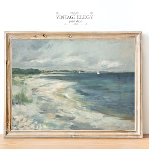 Beach Print Coastal Painting | Antique Sea Painting | Vintage Ocean Waves Print | DIGITAL PRINT Wall Art