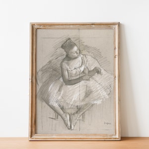 French Antique Vintage Black and White Degas Vintage Ballet Sketch Drawing Portrait Print | Antique Ballet Art | DIGITAL PRINT