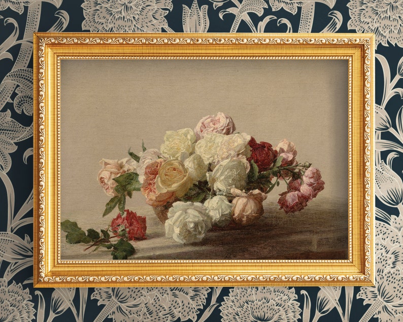French Country Cottage Rose Flower Bouquet Painting | French Antique ...
