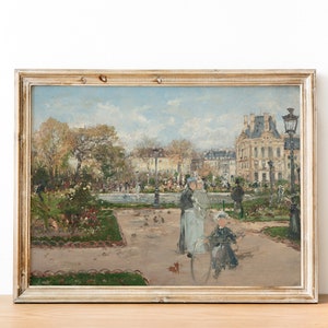 French Paris Antique Cityscape Painting | Vintage French Inspired Wall Art | DIGITAL PRINT Wall Art