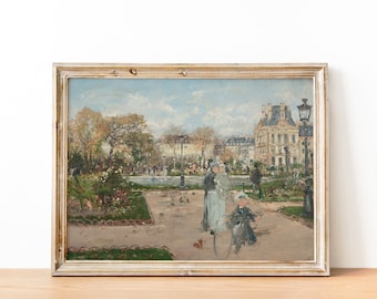 French Paris Antique Cityscape Painting | Vintage French Inspired Wall Art | DIGITAL PRINT Wall Art