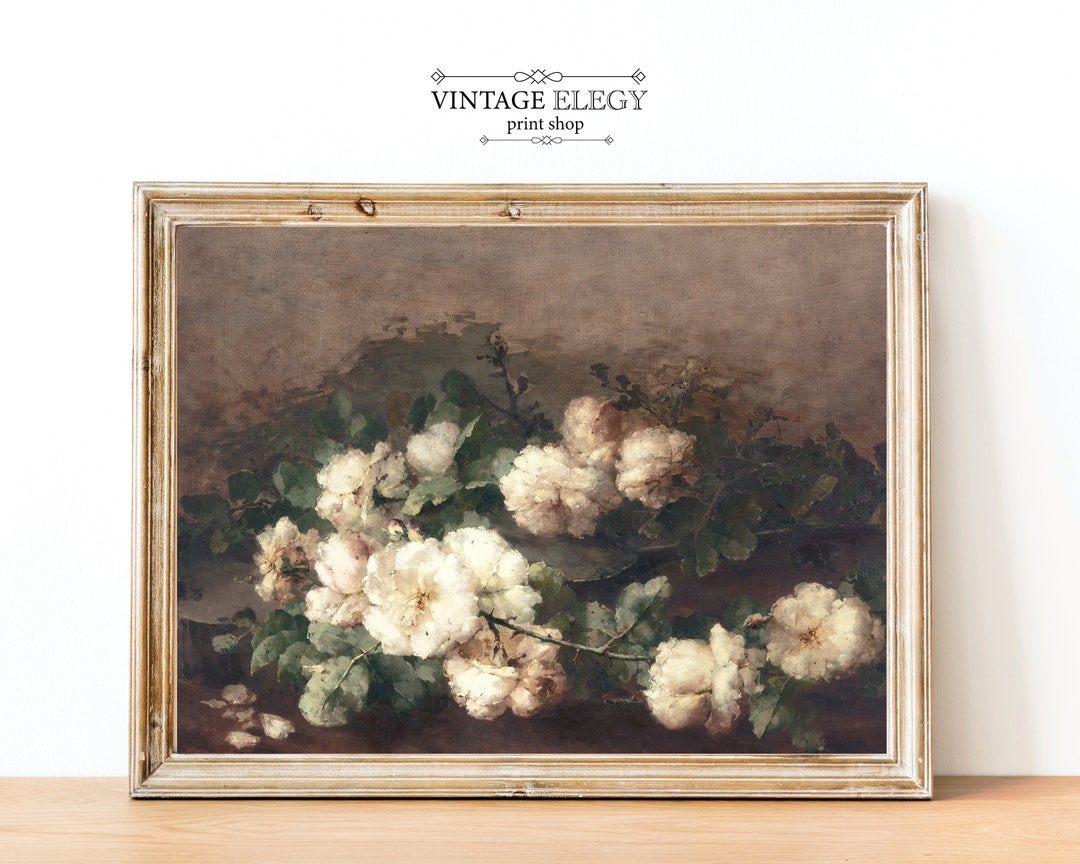 Vintage French Country Cottage Roses Flower Painting | French Antique ...