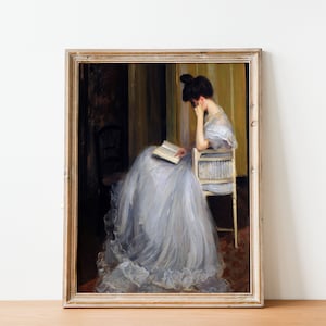 Vintage Victorian Woman Portrait | Woman Reading | Antique Woman Painting | DIGITAL PRINT Wall Art